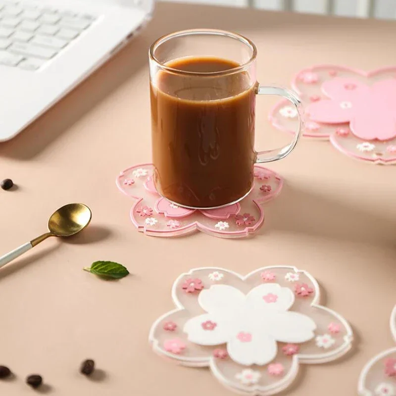 Kupa Çay Yalıtım Organizatör Çiçeği Süt Kahve ısı Masası Kawaii Kiraz Ev Dekorları Mat Coaster Kupası ofis masası Görüntü 5