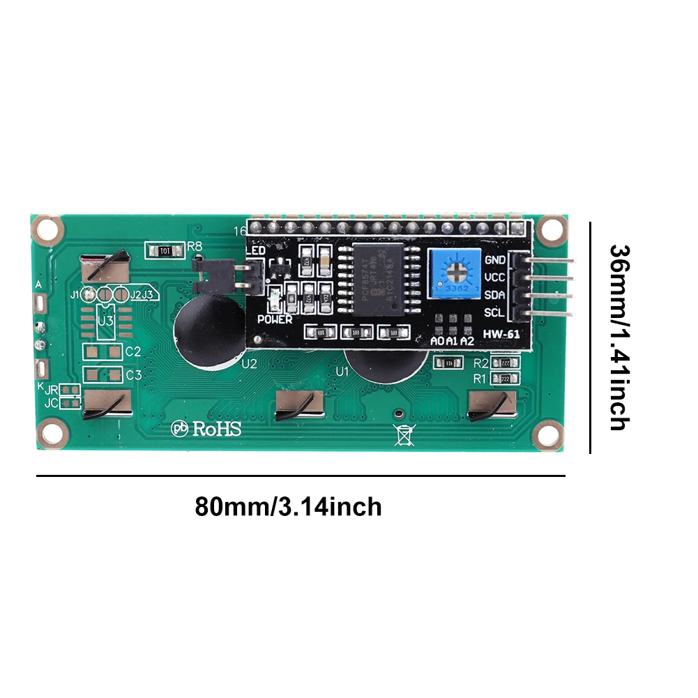 LCD1602 Sarı Yeşil Ekran Modülü IIC I2C Arayüzü Arka Geliştirme Kurulu 3-6V 16x2 Karakter elektronik bileşenler Görüntü 5
