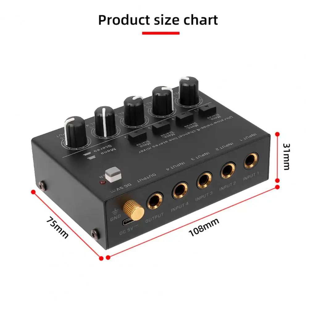 MAX400 Tuner Mono Basit Anahtarlama Düşük Gürültü Ses Kontrolü 4 Kanal Stereo ABD Plug Hattı Mikser Mini ses mikseri Stüdyo Malzemeleri Görüntü 5