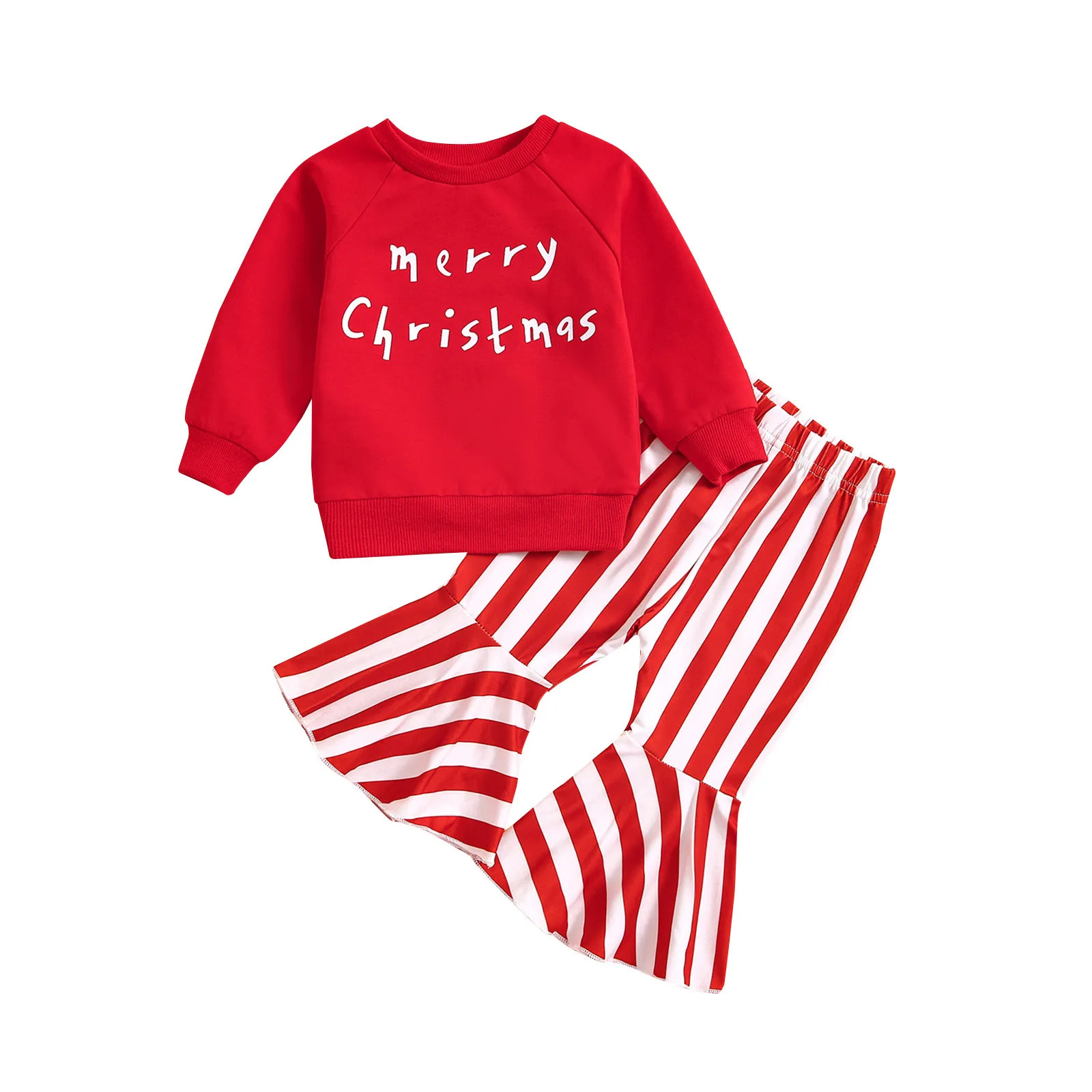 Merry Christmas Baskı Kıyafetler Toddler 2 ADET Kızlar Uzun Kollu üstler ve pantolonlar İçin Giysi Set Çocuk Çocuk Giysileri 아동 상하복 세트 Görüntü 5