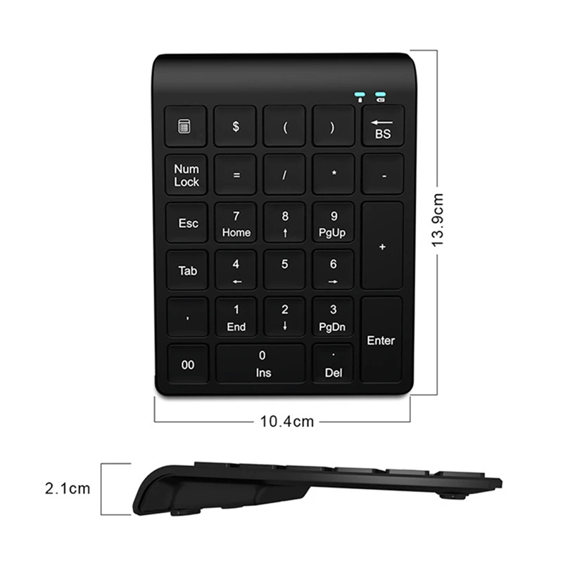 Mini Numarası Tuş Takımı USB 2.4 G Kablosuz 27 Anahtar Çok Fonksiyonlu Siyah Masaüstü Dizüstü Tablet İçin Görüntü 5