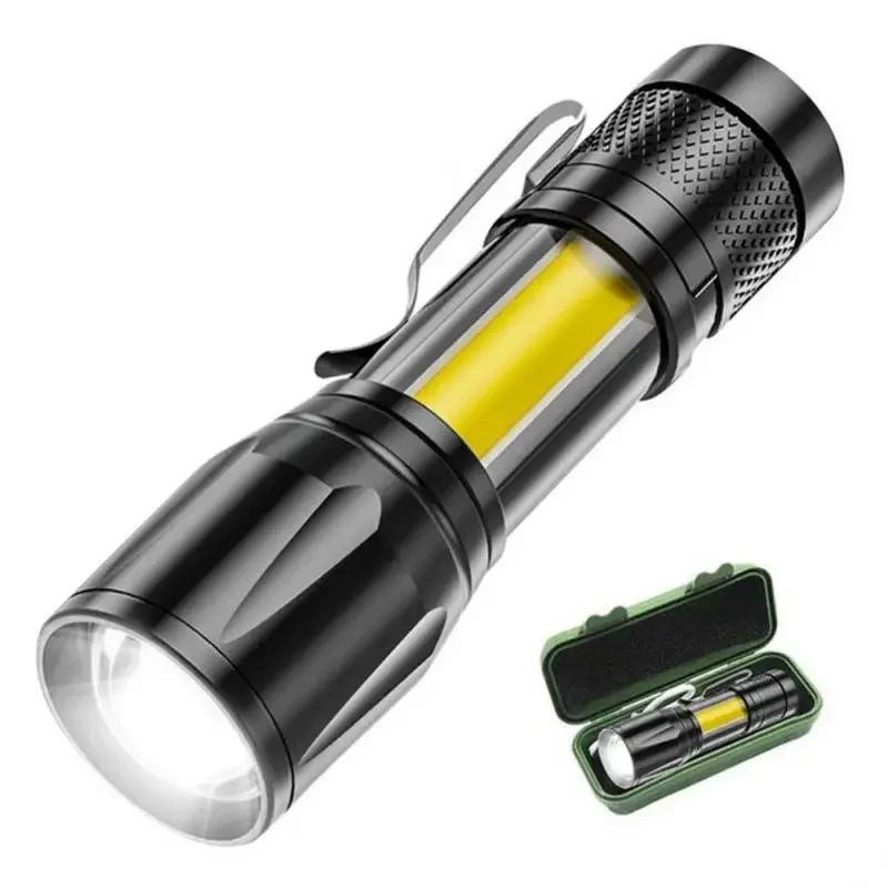 Mini şarj edilebilir LED el feneri COB XPE Taşınabilir Torch kamp feneri zumlanabilir odak ışığı taktik el feneri ile kalem klip Görüntü 5