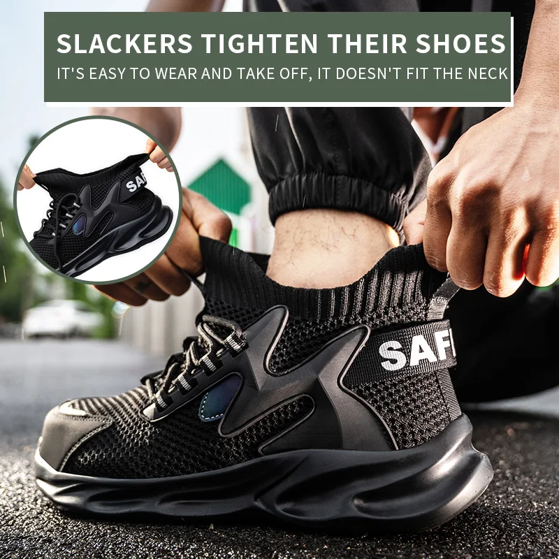 Moda Yeni Tasarım Güvenlik Ayakkabıları Erkekler Çorap Çelik burun Kevlar Orta Taban Delinmez İş ve Güvenlik Botları Erkek iş ayakkabısı Görüntü 5