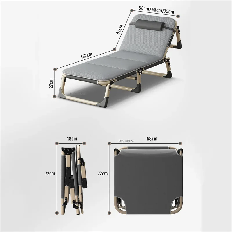 Modern Tek katlanır yatak Ofis Öğle Yemeği Molası Yatak Ev Daire Aile Yanı Taşınabilir kamp yatağı Çok Fonksiyonlu Uzanmış Sandalyeler Z Görüntü 5