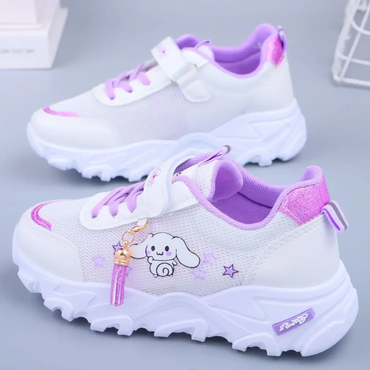 Sanrio Tarçın Kız Erkek Düz koşu ayakkabıları Yumuşak Taban Nefes Sneakers gündelik çocuk ayakkabısı spor ayakkabı Görüntü 5
