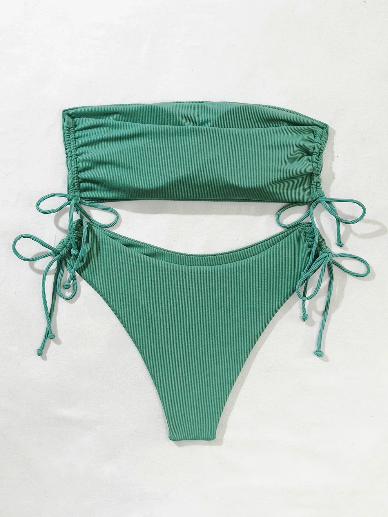Seksi Bikini 2024 Kadın Bandeau Mayo Kadın Mayo Kadınlar Yüksek Bel bikini seti 2 Parça Yaz Yüzmek Plaj Kıyafeti Mayo Görüntü 5