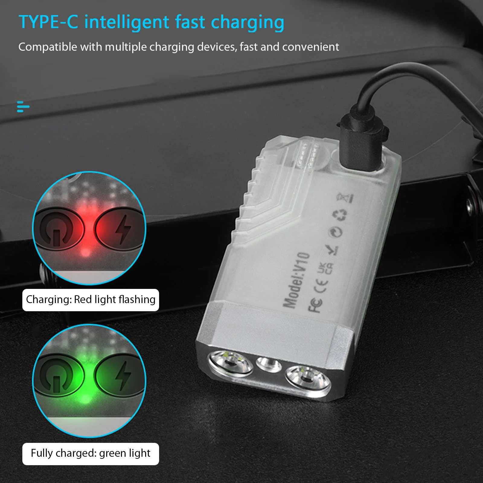 V10 anahtarlık el feneri USB tip-C şarj Mini taşınabilir Alarm kamp ışık IPX4 su geçirmez manyetik kırmızı ışık SOS kamp için Görüntü 5
