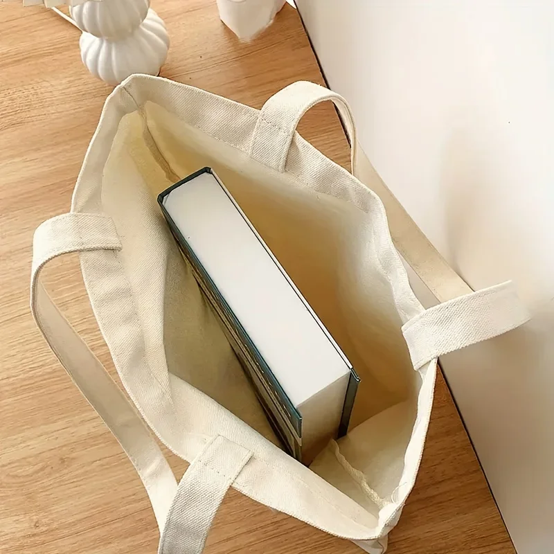 Vintage Okuyucu Desen Kanvas omuzdan askili çanta, Hafif Güneş Desen Alışveriş Çantası, Çok Yönlü saklama çantası Görüntü 5