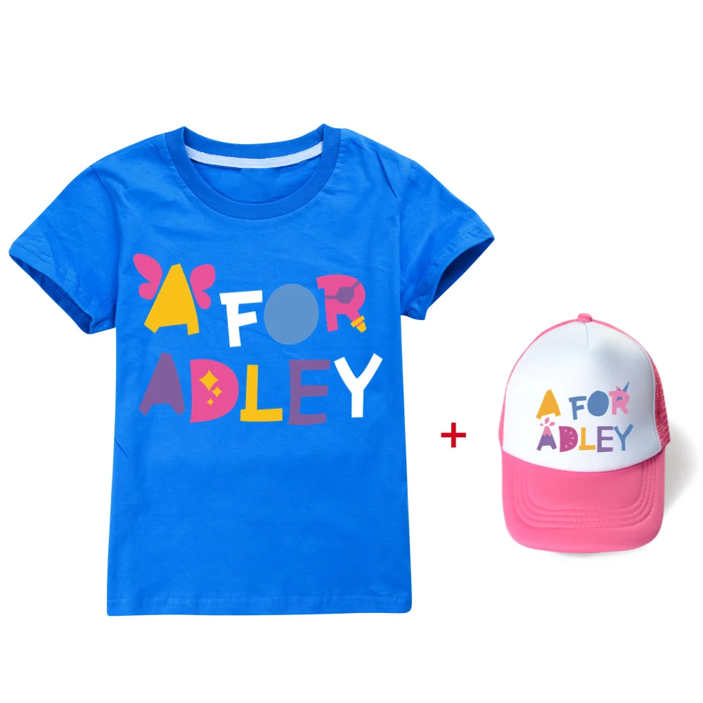 Yeni 2023 Yaz Erkek T Shirt için Bir Adley Baskı Çocuk T-Shirt Komik Çocuk Kız Elbise Casual Tops + Şapka Görüntü 5