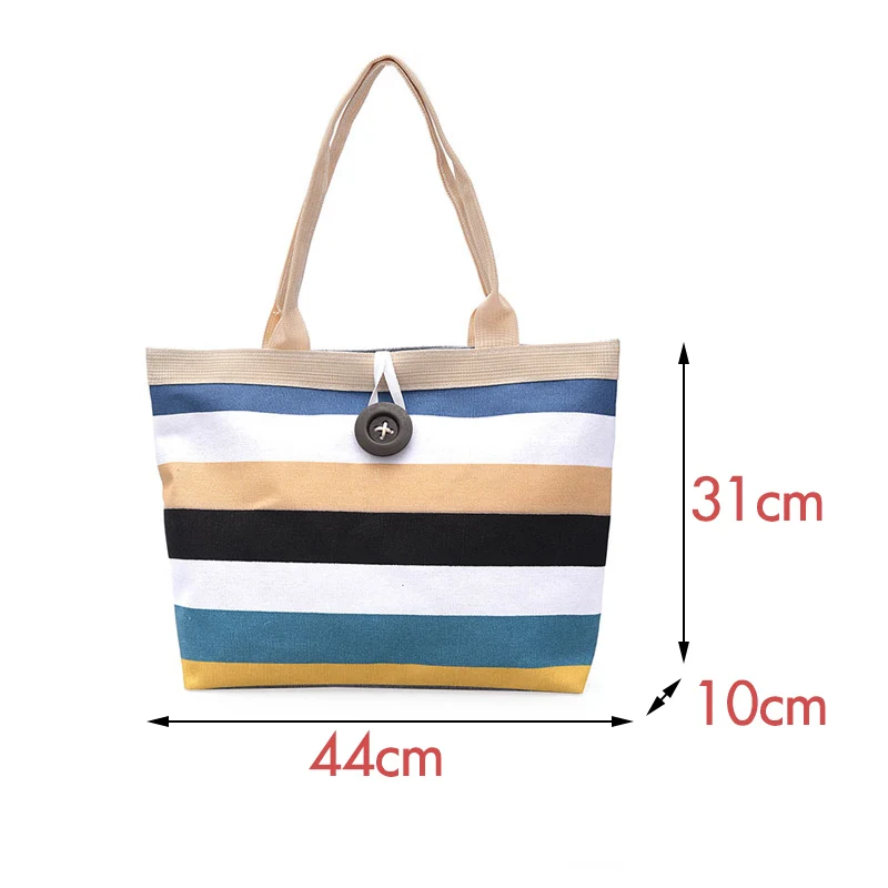 Yeni Gökkuşağı Şerit Çanta Kadınlar için Tuval Rahat Moda kol çantası Çanta Seyahat Plaj Messenger Büyük Kapasiteli alışveriş çantası Görüntü 5