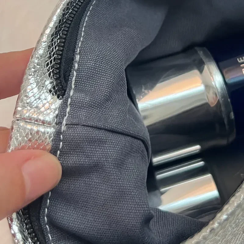 Yeni Parlak Sequins Gümüş Şampanya Debriyaj Kozmetik Çantası Makyaj Çantası Taşınabilir Tuvalet Cilt Bakımı Saklama Çantası Organizatör Kılıfı çanta Görüntü 5